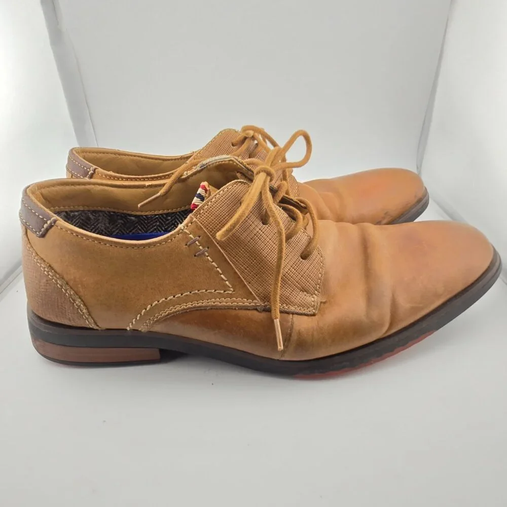 Steve Madden P-Never Men’s Tan Oxford Dress Shoes Leather Size 8.5